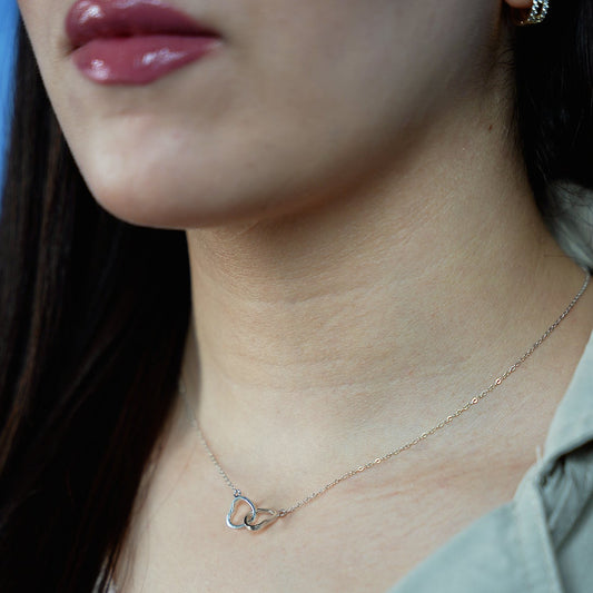 Collier Double Coeur + وردة تدوم