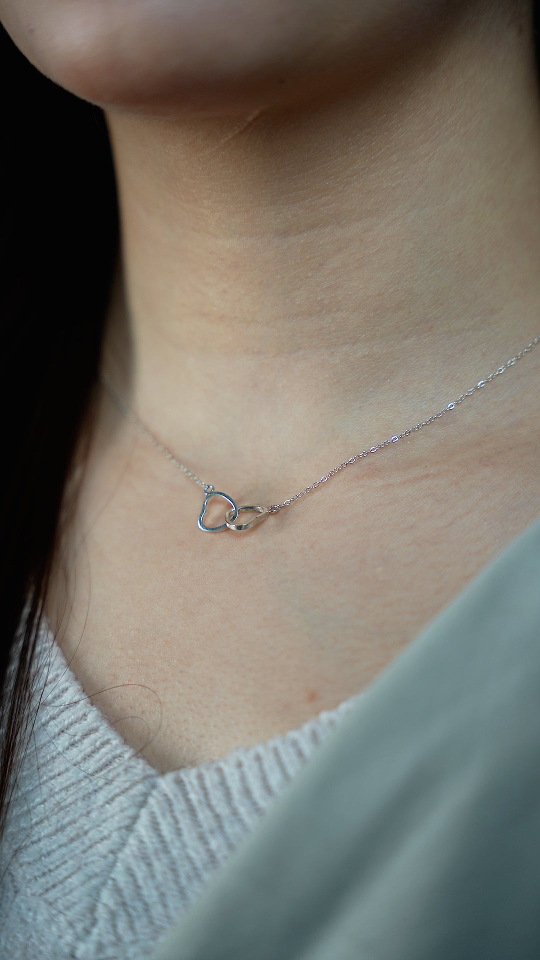 Collier Double Coeur + وردة تدوم