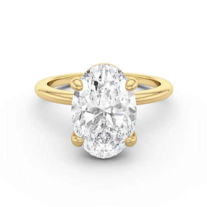 BAGUE SOLITAIRE OVAL & ANNEAU LISSE