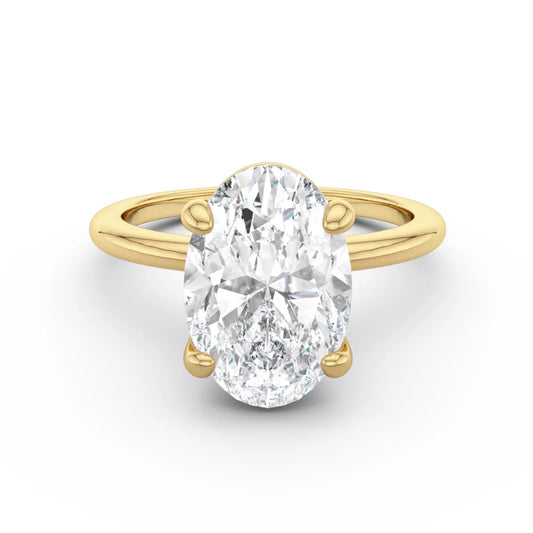 BAGUE SOLITAIRE OVAL & ANNEAU LISSE