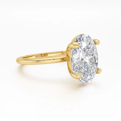BAGUE SOLITAIRE OVAL & ANNEAU LISSE