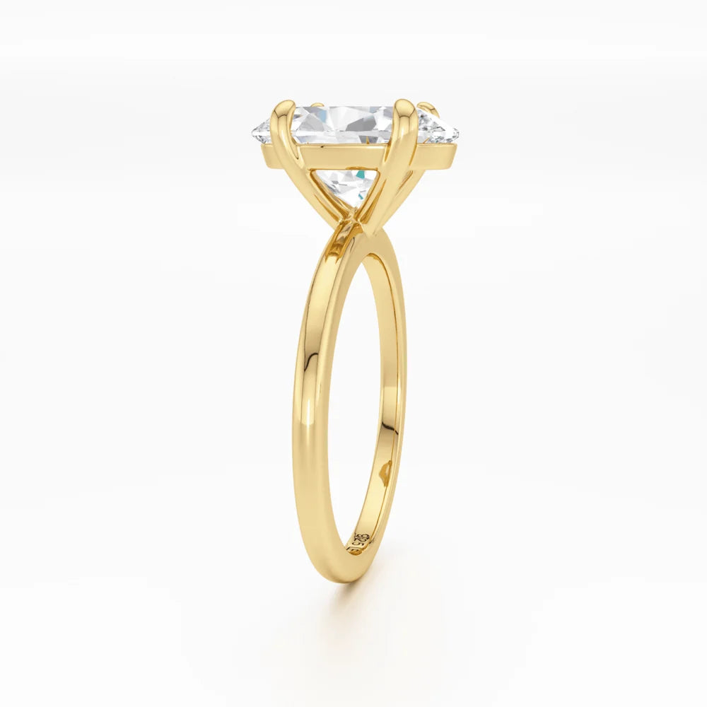 BAGUE SOLITAIRE OVAL & ANNEAU LISSE
