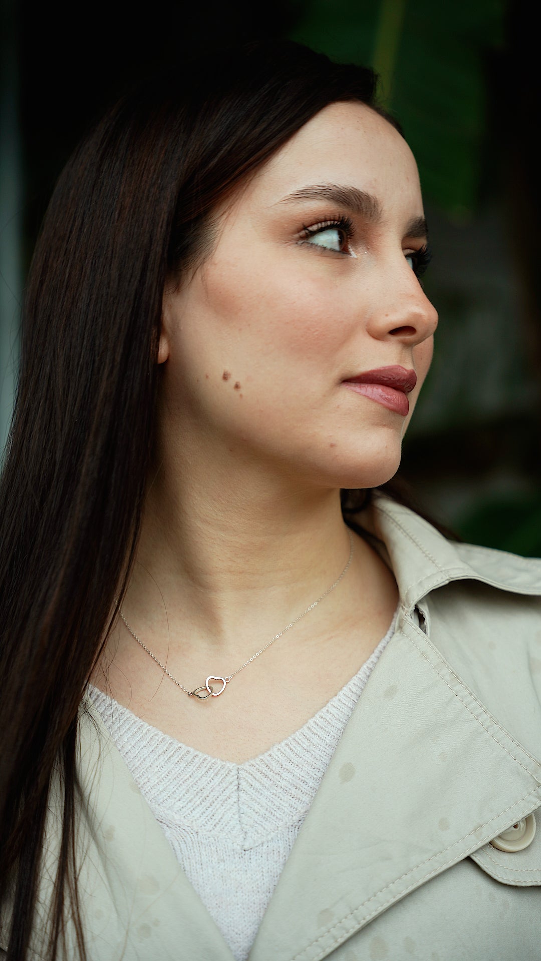 Collier Double Coeur + وردة تدوم