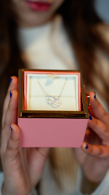 Collier Double Coeur + وردة تدوم